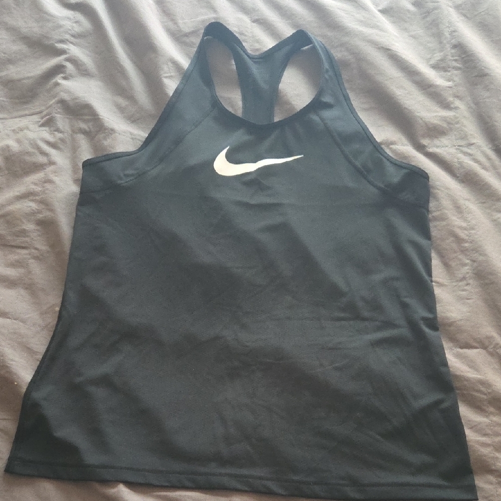 Nike Women's Black and White Tank Top Large